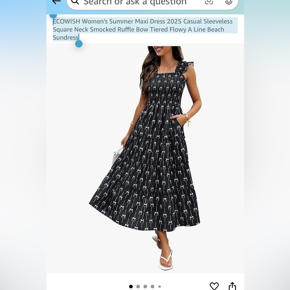 ECOWISH Women's Summer Maxi Dress 2025 Casual Sleeveless Square Neck Smocked